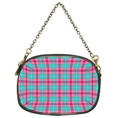 Blue Pink Plaid Chain Purse (one Side) by snowwhitegirl