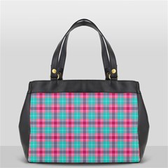 Blue Pink Plaid Oversize Office Handbag (2 Sides) by snowwhitegirl