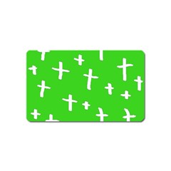 Green White Cross Magnet (name Card) by snowwhitegirl