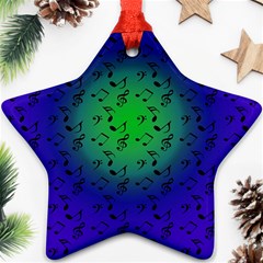 Blue Music Green Moon Star Ornament (two Sides) by snowwhitegirl