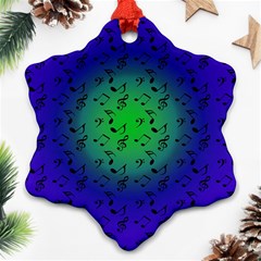 Blue Music Green Moon Snowflake Ornament (two Sides) by snowwhitegirl