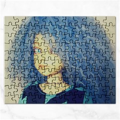 Blue Hair Boy Rectangular Jigsaw Puzzl by snowwhitegirl