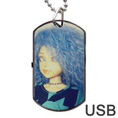 Blue Hair Boy Dog Tag Usb Flash (two Sides) by snowwhitegirl