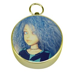 Blue Hair Boy Gold Compasses by snowwhitegirl