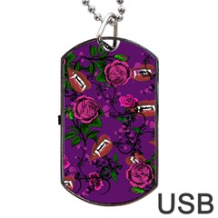 Purple  Rose Vampire Dog Tag Usb Flash (one Side) by snowwhitegirl