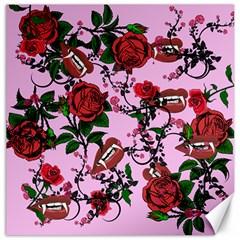 Pink Rose Vampire Canvas 12  X 12   by snowwhitegirl