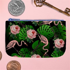 Flamingo Floral Black Large Coin Purse by snowwhitegirl