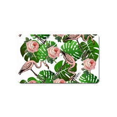 Flamingo Floral White Magnet (name Card) by snowwhitegirl