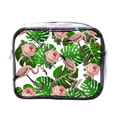 Flamingo Floral White Mini Toiletries Bag (one Side) by snowwhitegirl