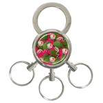 Flamingo Floral Pink 3-Ring Key Chains Front