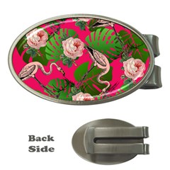 Flamingo Floral Pink Money Clips (oval)  by snowwhitegirl