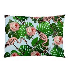 Flamingo Floral Blue Pillow Case by snowwhitegirl