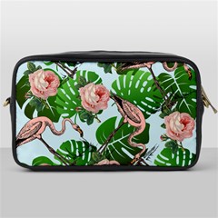 Flamingo Floral Blue Toiletries Bag (one Side) by snowwhitegirl