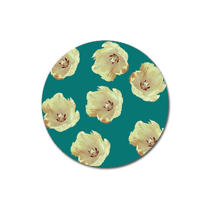 Teal Tulips Magnet 3  (Round)