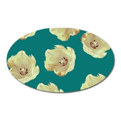 Teal Tulips Oval Magnet by snowwhitegirl