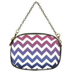 Pink Blue Black Ombre Chevron Chain Purse (two Sides) by snowwhitegirl