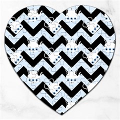 Blue Teapot Chevron Jigsaw Puzzle (heart) by snowwhitegirl