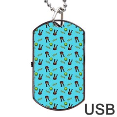 School Girl Pattern Blue Dog Tag Usb Flash (two Sides) by snowwhitegirl