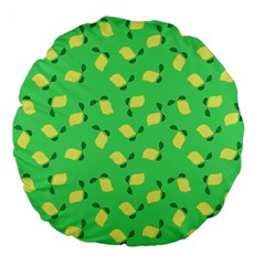 Lemons Green Large 18  Premium Flano Round Cushions by snowwhitegirl