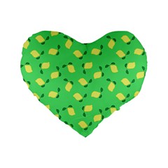 Lemons Green Standard 16  Premium Flano Heart Shape Cushions by snowwhitegirl