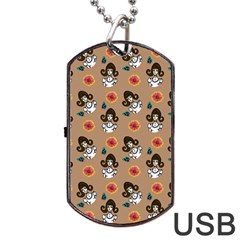 Girl With Dress Beige Dog Tag Usb Flash (two Sides) by snowwhitegirl