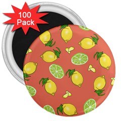 Lemons And Limes Peach 3  Magnets (100 Pack) by snowwhitegirl