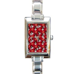 Girl With Dress Red Rectangle Italian Charm Watch by snowwhitegirl