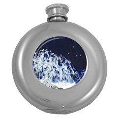 Blue Waves Sea Round Hip Flask (5 Oz) by snowwhitegirl