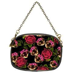 Lazy Cat Floral Pattern Black Chain Purse (one Side) by snowwhitegirl