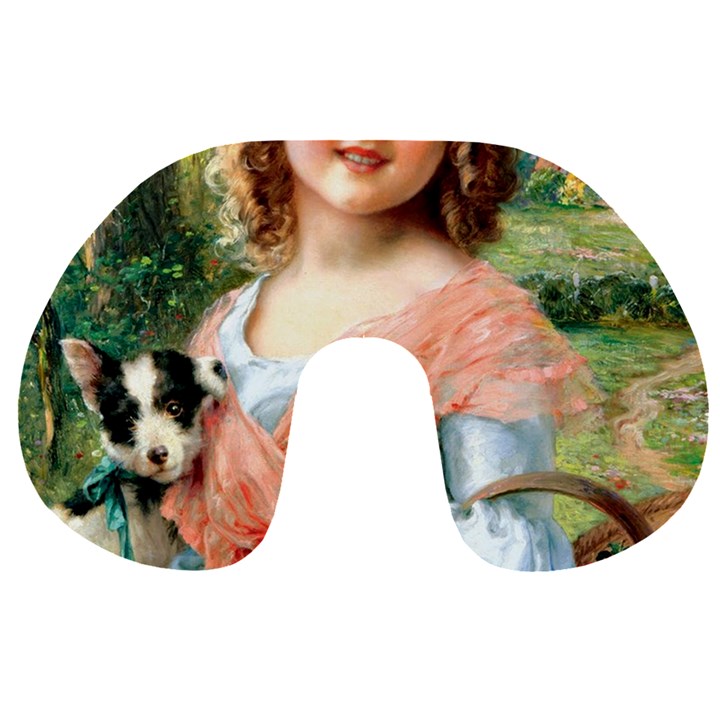 Girl With Dog Travel Neck Pillows