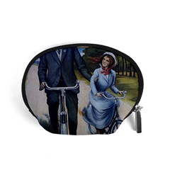 Couple On Bicycle Accessory Pouch (small) by vintage2030