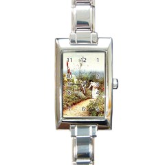 Lady And Scenery Rectangle Italian Charm Watch by vintage2030