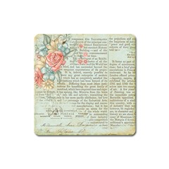 Rose Book Page Square Magnet by vintage2030