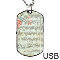 Rose Book Page Dog Tag Usb Flash (one Side) by vintage2030