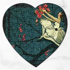 Girl And Flowers Jigsaw Puzzle (heart) by vintage2030