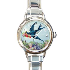 Blue Bird Round Italian Charm Watch by vintage2030