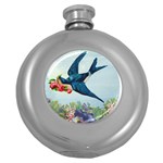 Blue Bird Round Hip Flask (5 oz) Front