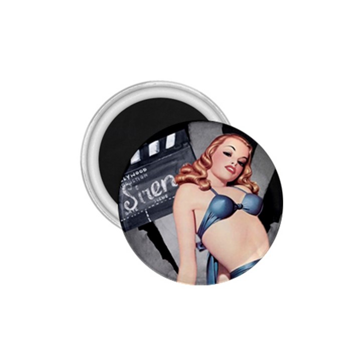 Retro Pin Up Girl Blue 1.75  Magnets