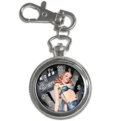 Retro Pin Up Girl Blue Key Chain Watches by vintage2030