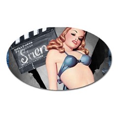 Retro Pin Up Girl Blue Oval Magnet by vintage2030