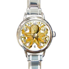 Gold Octopus Round Italian Charm Watch by vintage2030