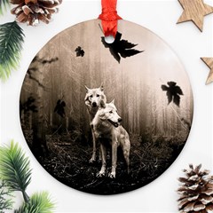 Wolfs Round Ornament (two Sides) by Valentinaart