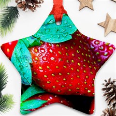 Red Strawberries Star Ornament (two Sides) by FunnyCow