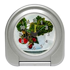 Red Raspberries In A Teacup Travel Alarm Clock by FunnyCow