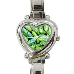 Pile Of Green Cucumbers Heart Italian Charm Watch by FunnyCow