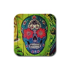 Mexican Skull Rubber Square Coaster (4 Pack)  by alllovelyideas