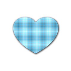 Oktoberfest Bavarian Blue Houndstooth Check Rubber Coaster (heart)  by PodArtist