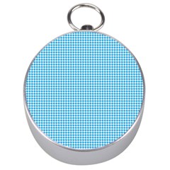 Oktoberfest Bavarian Blue Houndstooth Check Silver Compasses by PodArtist