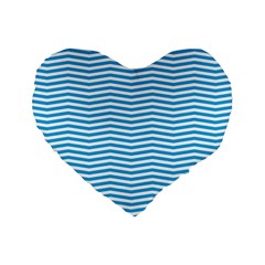 Oktoberfest Bavarian Blue And White Chevron Stripes Standard 16  Premium Heart Shape Cushions by PodArtist