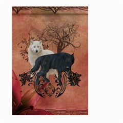 Awesome Black And White Wolf Large Garden Flag (two Sides) by FantasyWorld7